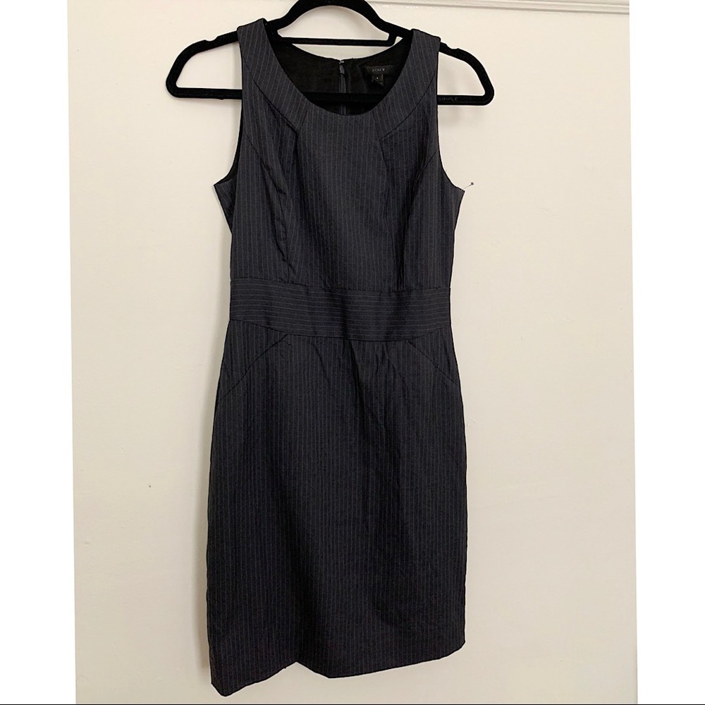 J.CREW black and white wool pin stripped dress